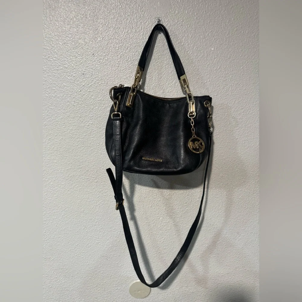 Michael Kors Brooke Black crossbody Shoulder Bag with Gold Accents
